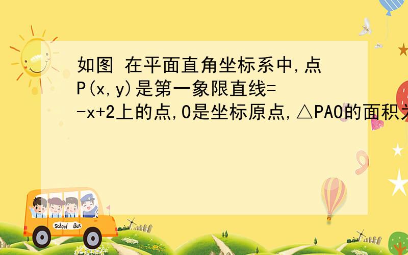 如图 在平面直角坐标系中,点P(x,y)是第一象限直线=-x+2上的点,O是坐标原点,△PAO的面积为S