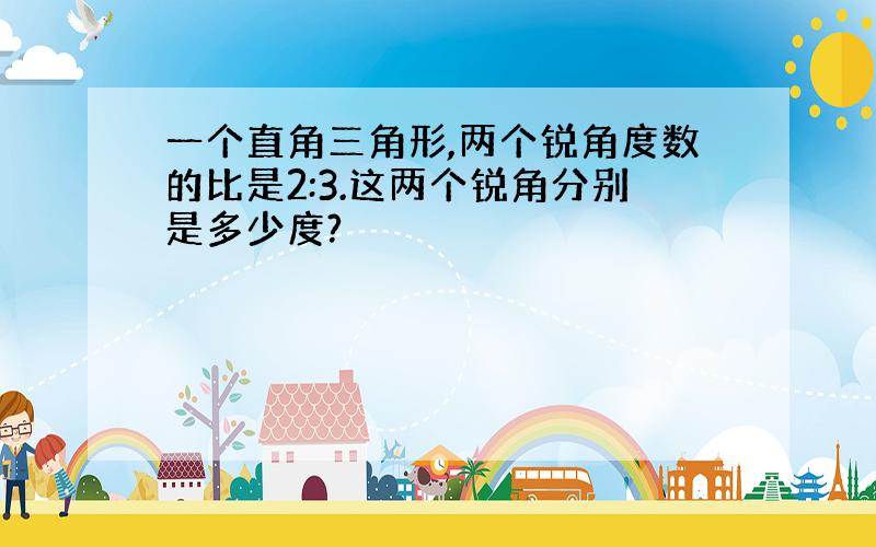 一个直角三角形,两个锐角度数的比是2:3.这两个锐角分别是多少度?