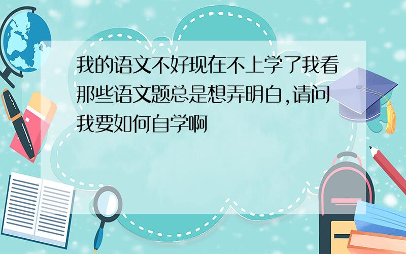 我的语文不好现在不上学了我看那些语文题总是想弄明白,请问我要如何自学啊