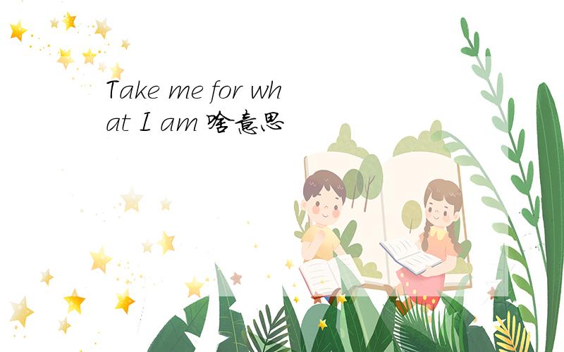 Take me for what I am 啥意思