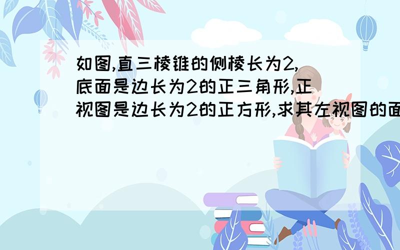 如图,直三棱锥的侧棱长为2,底面是边长为2的正三角形,正视图是边长为2的正方形,求其左视图的面积