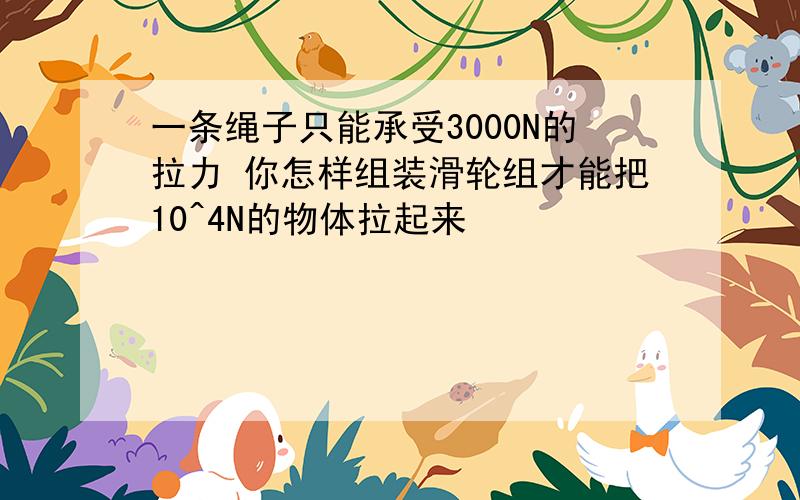 一条绳子只能承受3000N的拉力 你怎样组装滑轮组才能把10^4N的物体拉起来