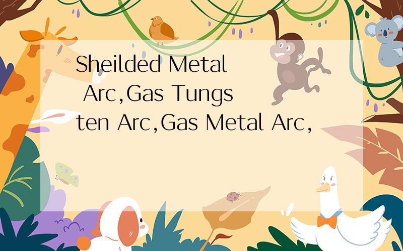 Sheilded Metal Arc,Gas Tungsten Arc,Gas Metal Arc,