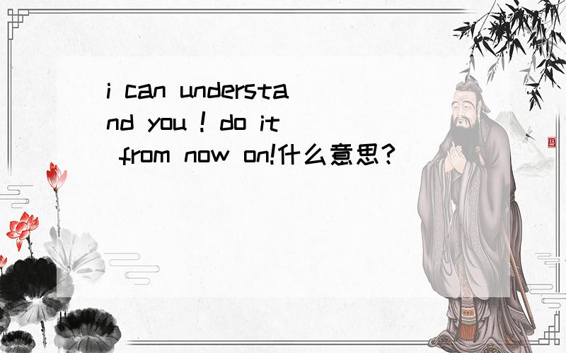 i can understand you ! do it from now on!什么意思?