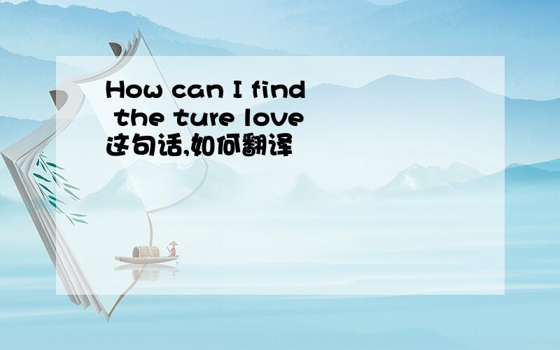 How can I find the ture love这句话,如何翻译