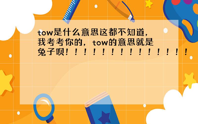 tow是什么意思这都不知道，我考考你的，tow的意思就是兔子呗！！！！！！！！！！！！！！