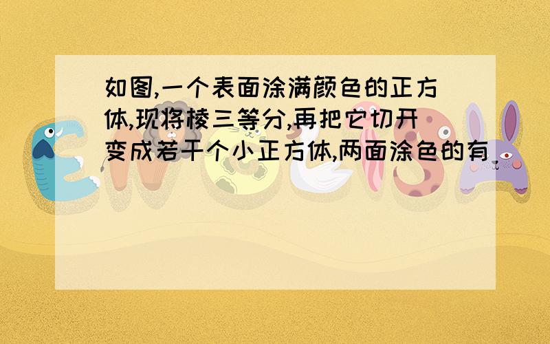 如图,一个表面涂满颜色的正方体,现将棱三等分,再把它切开变成若干个小正方体,两面涂色的有____个,