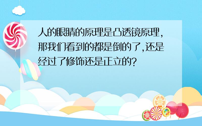 人的眼睛的原理是凸透镜原理,那我们看到的都是倒的了,还是经过了修饰还是正立的?