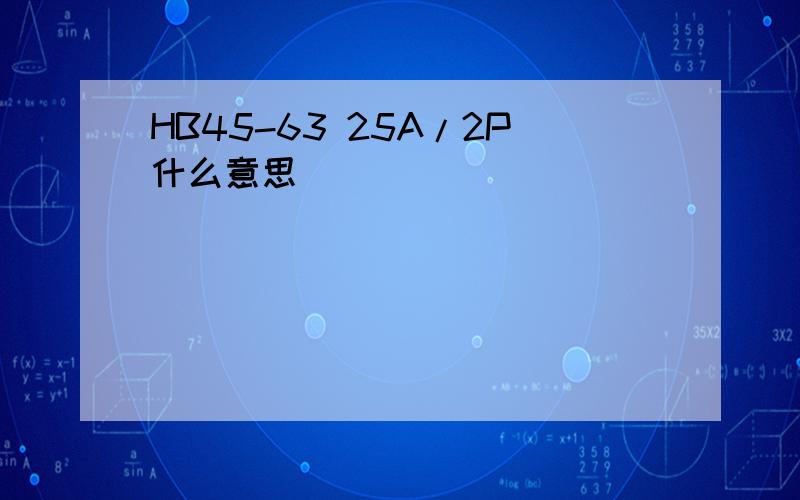 HB45-63 25A/2P什么意思