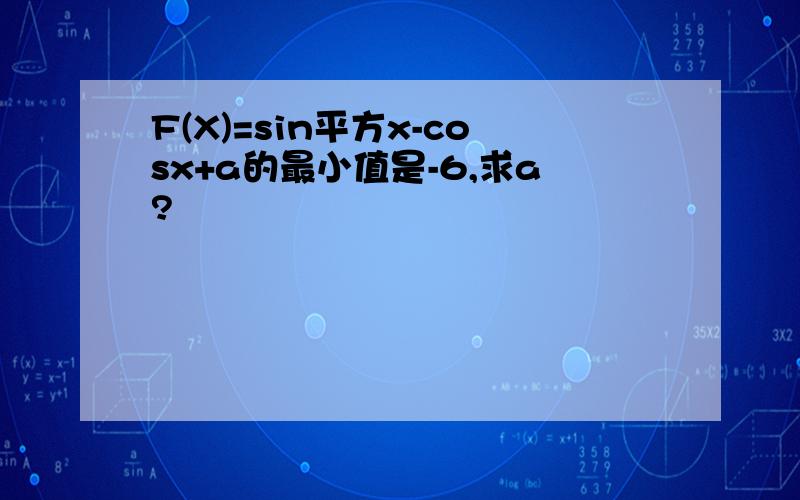 F(X)=sin平方x-cosx+a的最小值是-6,求a?