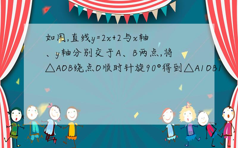 如图,直线y=2x+2与x轴、y轴分别交于A、B两点,将△AOB绕点O顺时针旋90°得到△A1OB1