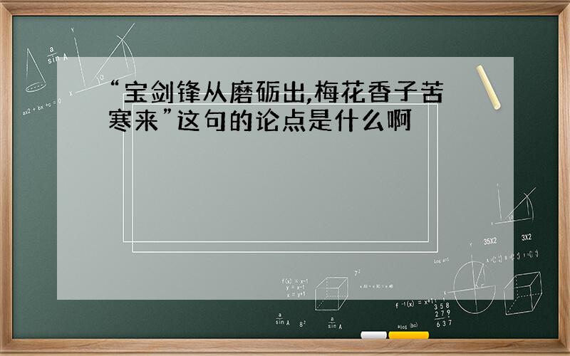 “宝剑锋从磨砺出,梅花香子苦寒来”这句的论点是什么啊