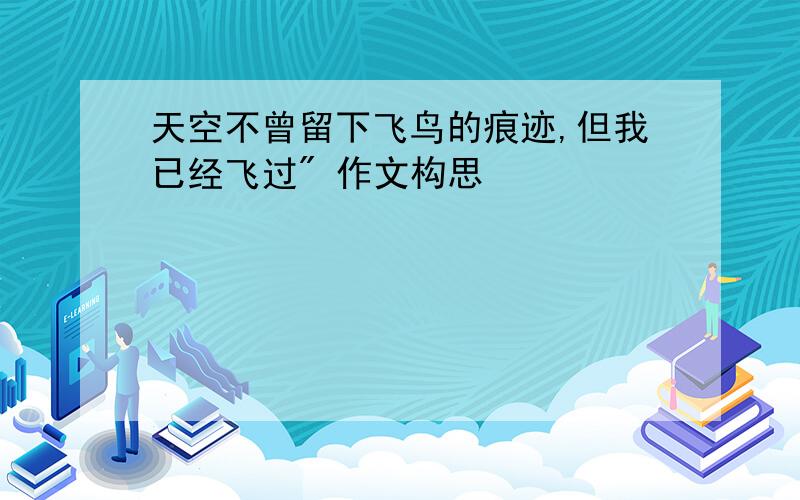 天空不曾留下飞鸟的痕迹,但我已经飞过