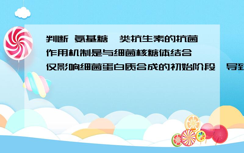 判断 氨基糖苷类抗生素的抗菌作用机制是与细菌核糖体结合,仅影响细菌蛋白质合成的初始阶段,导致细菌细胞