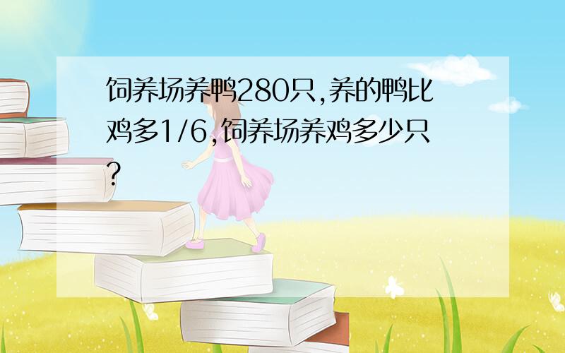 饲养场养鸭280只,养的鸭比鸡多1/6,饲养场养鸡多少只?