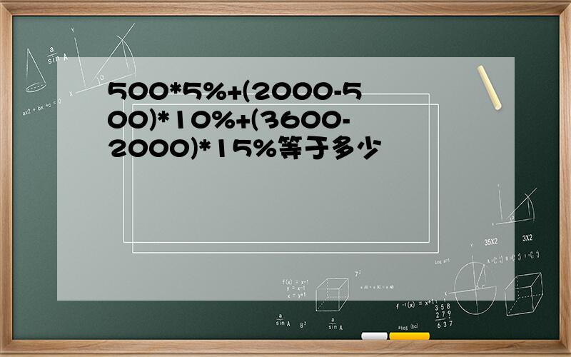 500*5%+(2000-500)*10%+(3600-2000)*15%等于多少