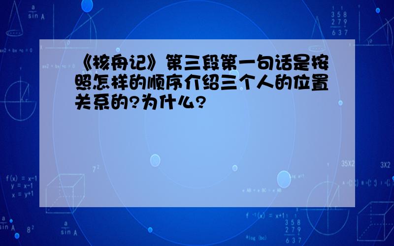 《核舟记》第三段第一句话是按照怎样的顺序介绍三个人的位置关系的?为什么?