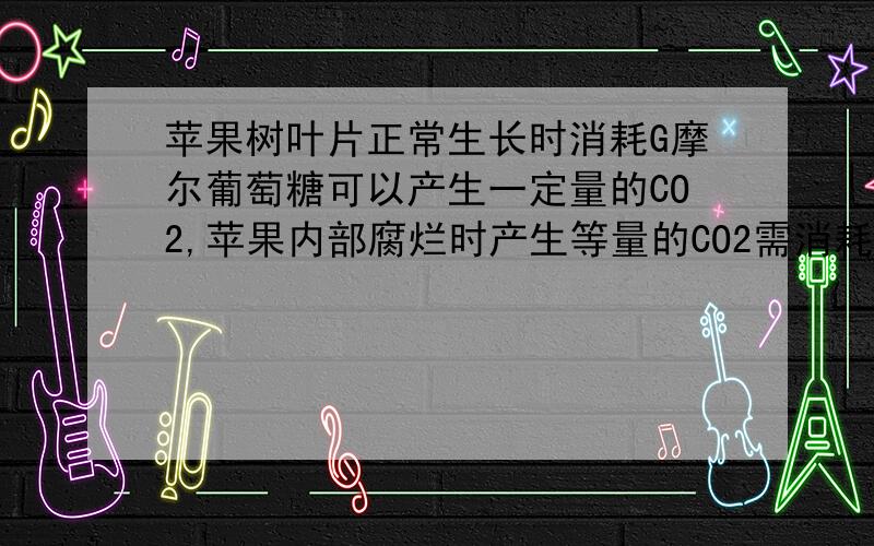 苹果树叶片正常生长时消耗G摩尔葡萄糖可以产生一定量的CO2,苹果内部腐烂时产生等量的CO2需消耗葡萄糖的量