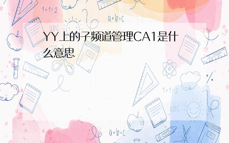 YY上的子频道管理CA1是什么意思