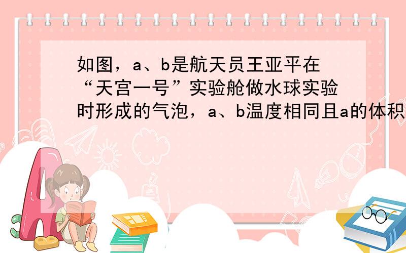 如图，a、b是航天员王亚平在“天宫一号”实验舱做水球实验时形成的气泡，a、b温度相同且a的体积大，则（　　）