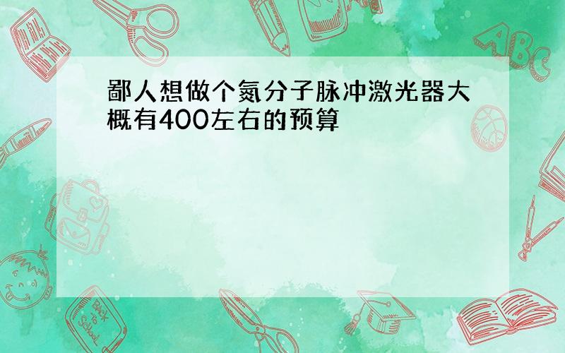 鄙人想做个氮分子脉冲激光器大概有400左右的预算