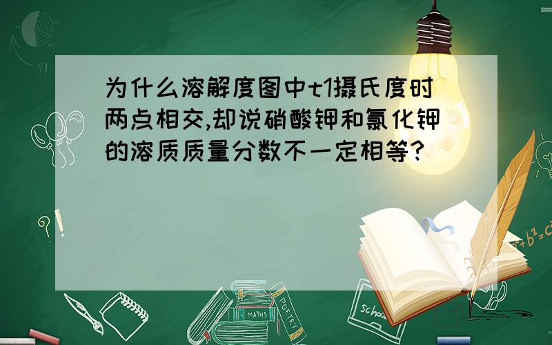 为什么溶解度图中t1摄氏度时两点相交,却说硝酸钾和氯化钾的溶质质量分数不一定相等?