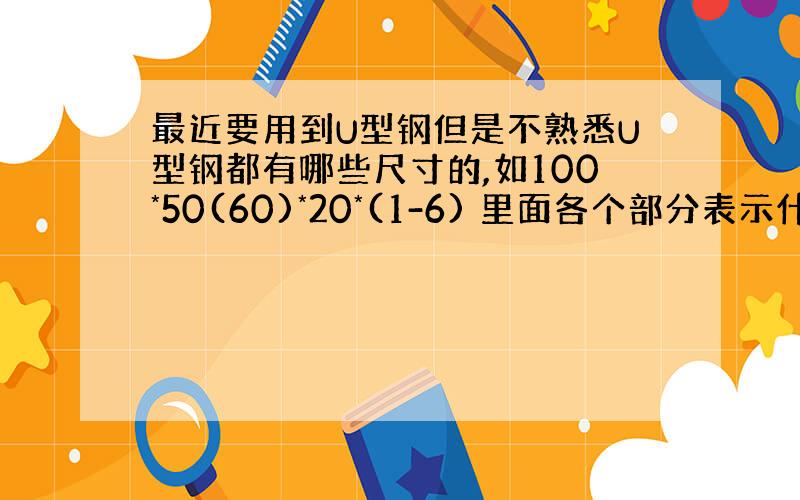 最近要用到U型钢但是不熟悉U型钢都有哪些尺寸的,如100*50(60)*20*(1-6) 里面各个部分表示什么意思?