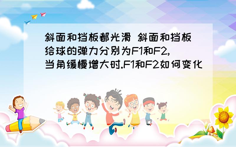 斜面和挡板都光滑 斜面和挡板给球的弹力分别为F1和F2,当角缓慢增大时.F1和F2如何变化