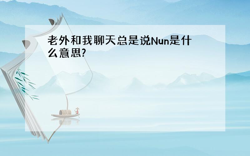 老外和我聊天总是说Nun是什么意思?