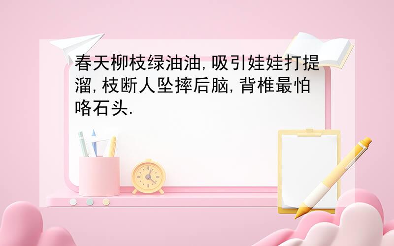 春天柳枝绿油油,吸引娃娃打提溜,枝断人坠摔后脑,背椎最怕咯石头.