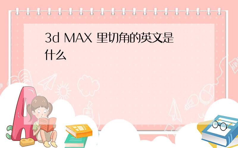 3d MAX 里切角的英文是什么