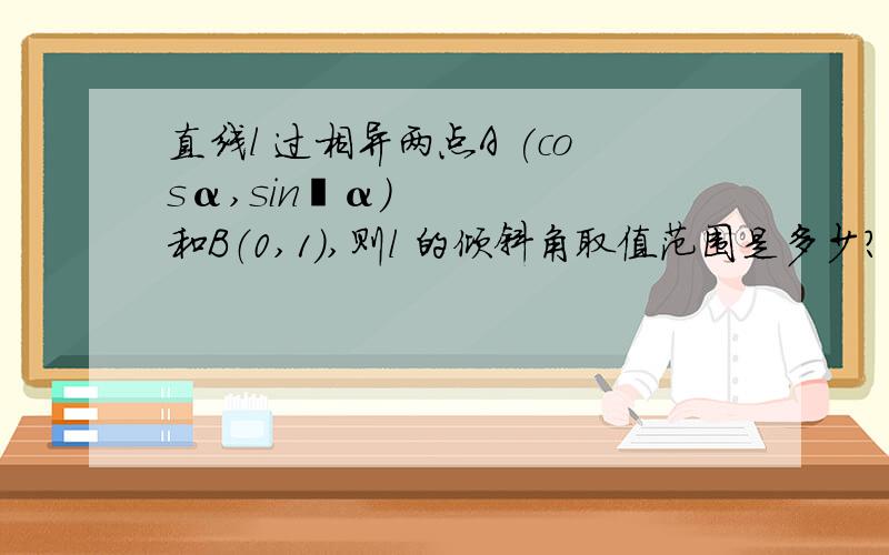 直线l 过相异两点A (cosα,sin²α）和B（0,1）,则l 的倾斜角取值范围是多少?