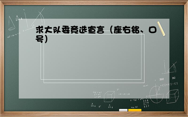 求大队委竞选宣言（座右铭、口号）