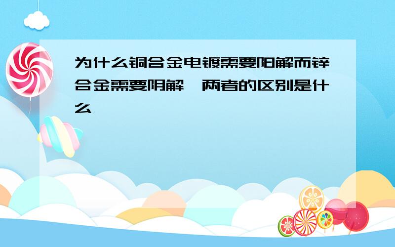 为什么铜合金电镀需要阳解而锌合金需要阴解,两者的区别是什么