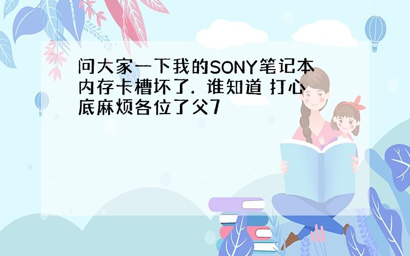 问大家一下我的SONY笔记本内存卡槽坏了.　谁知道 打心底麻烦各位了父7