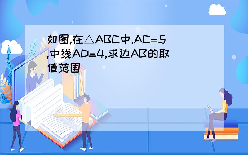 如图,在△ABC中,AC=5,中线AD=4,求边AB的取值范围