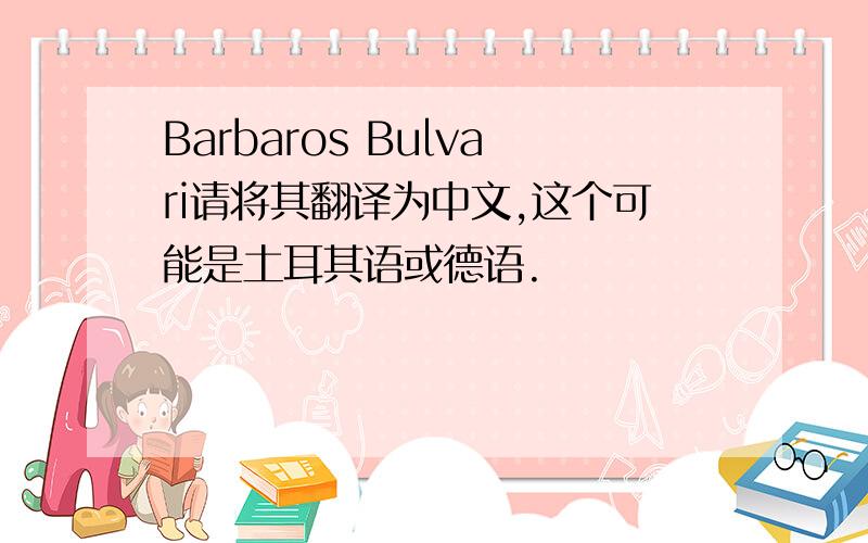 Barbaros Bulvari请将其翻译为中文,这个可能是土耳其语或德语.