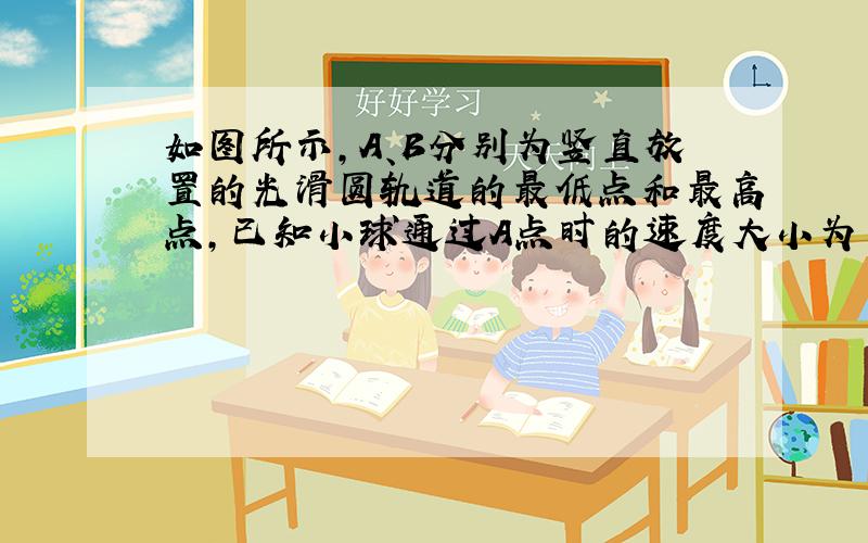 如图所示,A、B分别为竖直放置的光滑圆轨道的最低点和最高点,已知小球通过A点时的速度大小为