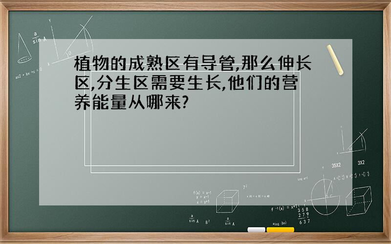 植物的成熟区有导管,那么伸长区,分生区需要生长,他们的营养能量从哪来?