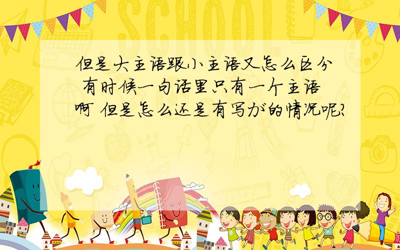 但是大主语跟小主语又怎么区分 有时候一句话里只有一个主语啊 但是怎么还是有写が的情况呢?