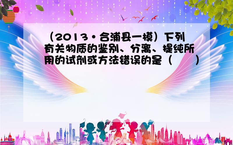 （2013•合浦县一模）下列有关物质的鉴别、分离、提纯所用的试剂或方法错误的是（　　）