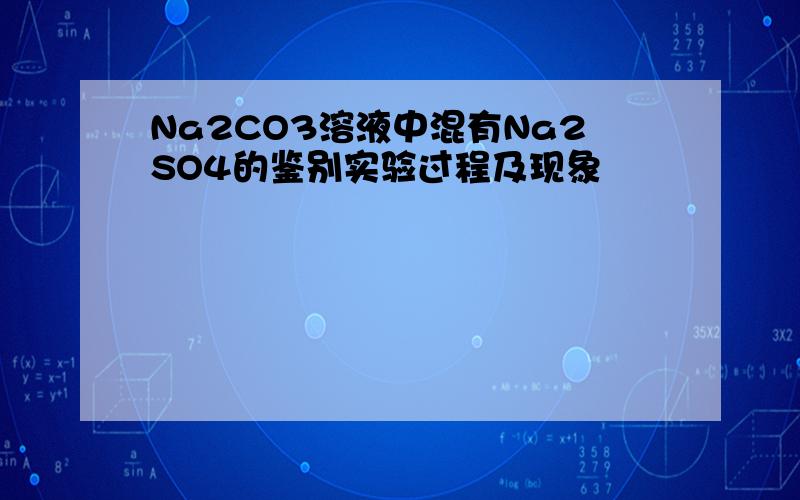 Na2CO3溶液中混有Na2SO4的鉴别实验过程及现象