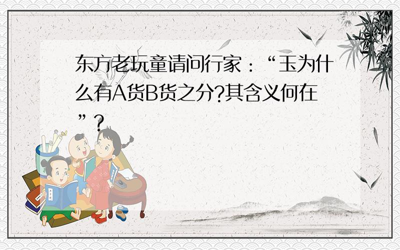 东方老玩童请问行家：“玉为什么有A货B货之分?其含义何在”?