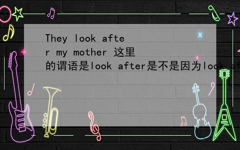 They look after my mother 这里的谓语是look after是不是因为look after是一个