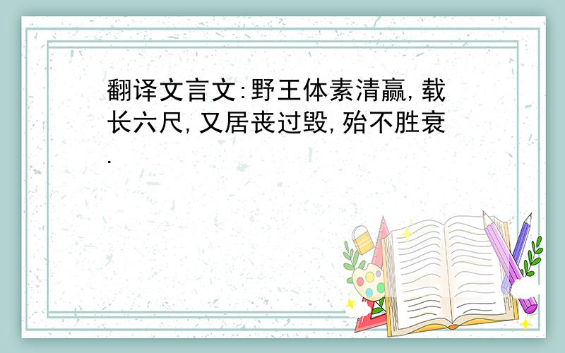 翻译文言文:野王体素清赢,载长六尺,又居丧过毁,殆不胜衰.