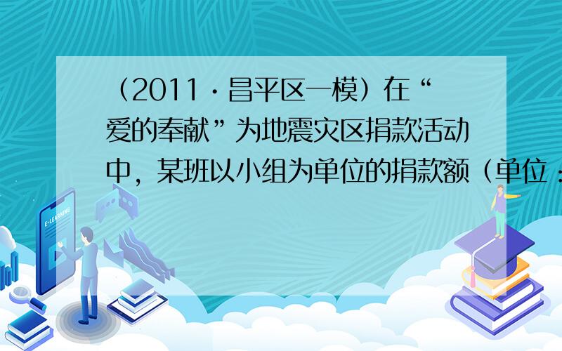 （2011•昌平区一模）在“爱的奉献”为地震灾区捐款活动中，某班以小组为单位的捐款额（单位：元）分别为10，20，15，