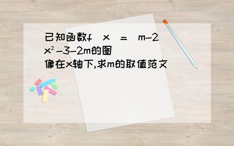 已知函数f(x)=(m-2)x²-3-2m的图像在x轴下,求m的取值范文