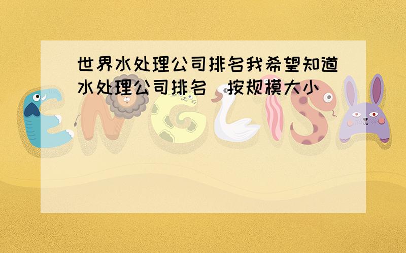 世界水处理公司排名我希望知道水处理公司排名（按规模大小）