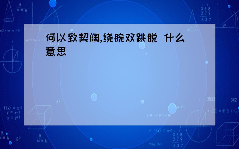 何以致契阔,绕腕双跳脱 什么意思