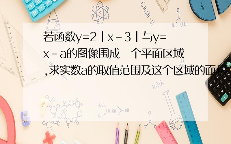 若函数y=2|x-3|与y=x-a的图像围成一个平面区域,求实数a的取值范围及这个区域的面积